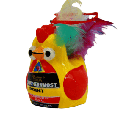 Southernmost Point Rooster Ornament w/Feathers