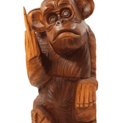 Middle Finger Wood Monkey Statue
