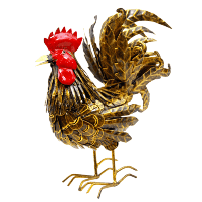 Metal Rooster statue 11" - Gold