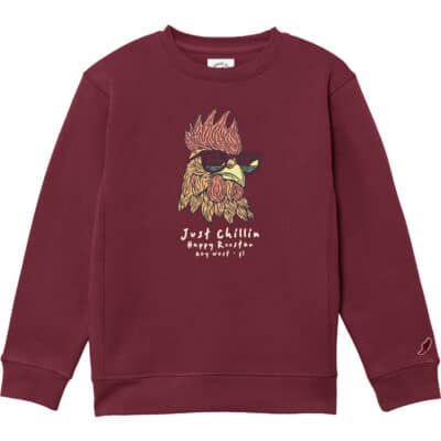 Youth Essential Crew 2.0 - ESYC200 - Just Chillin Rooster - Maroon