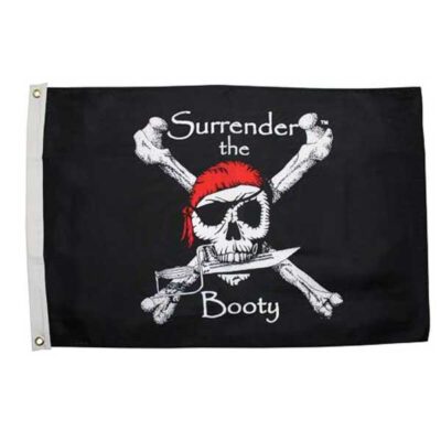 Surrender The Booty Flag (Black) - 12in x 18in